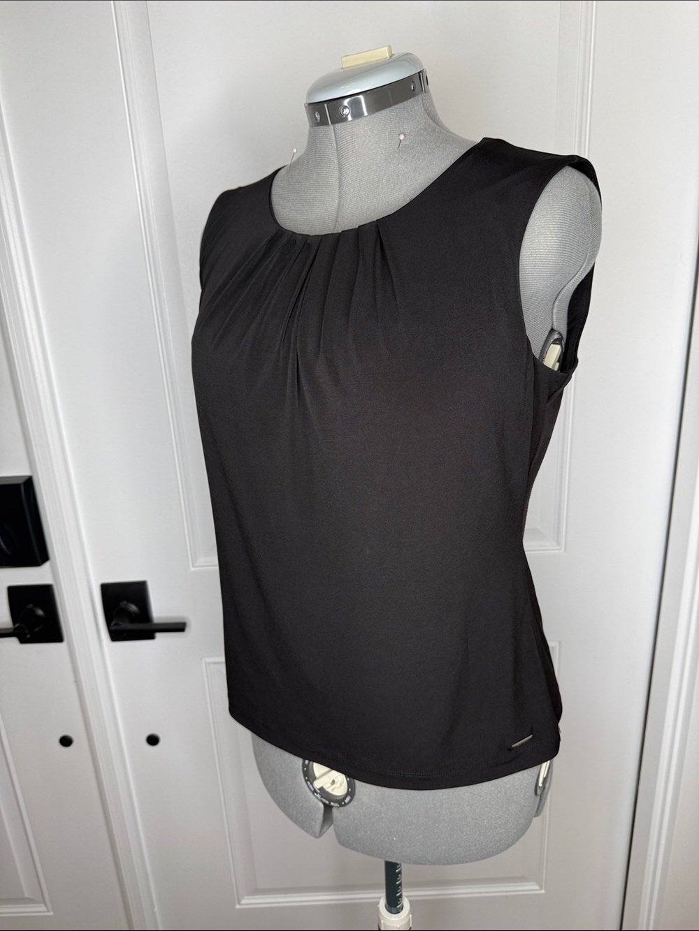 Calvin Klein Black Sleeveless Gathered Neck Camisole